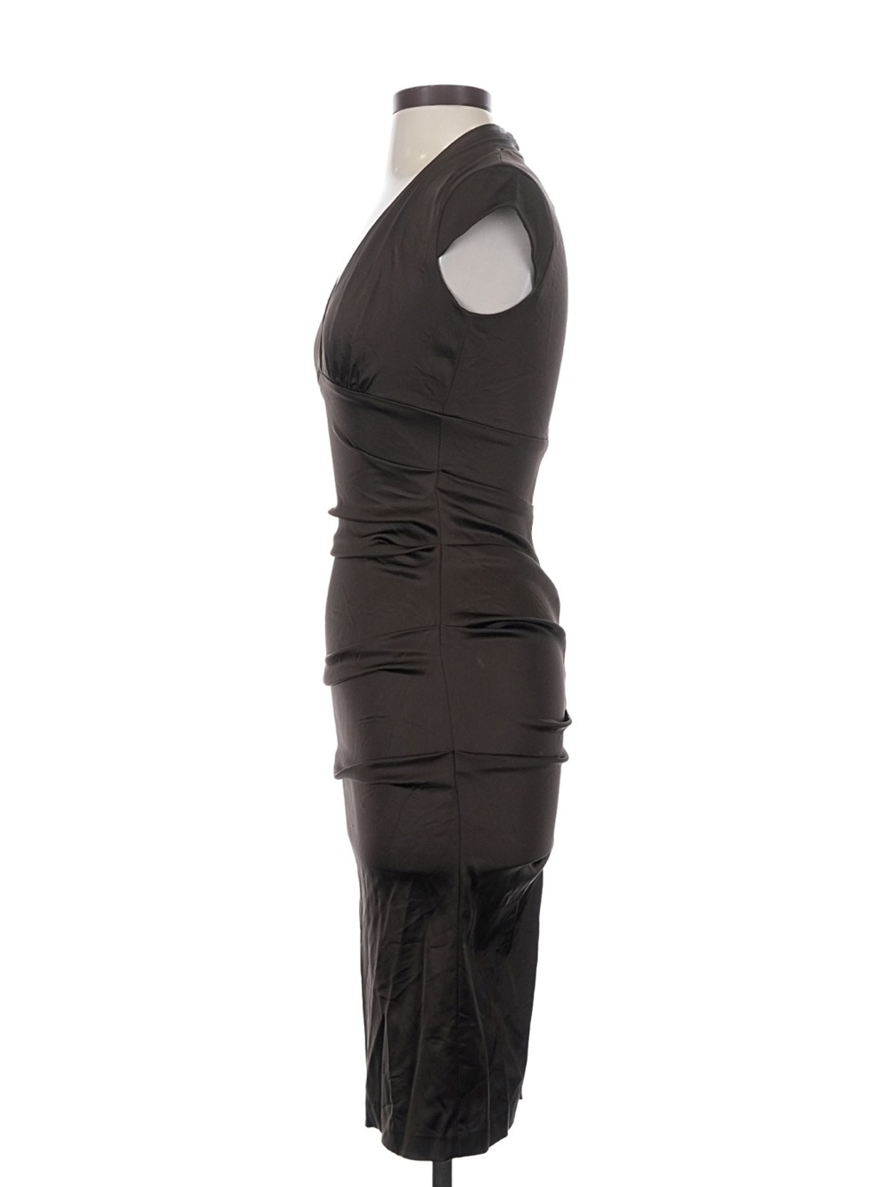 Cache Dark Brown Cap-Sleeve Midi Sheath Dress - Picture 4 of 5